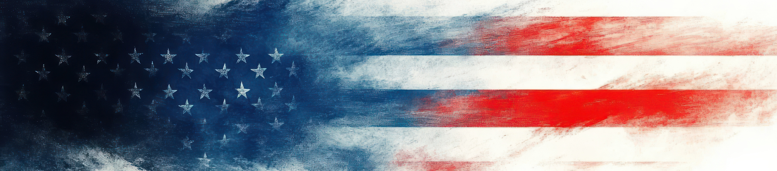 Abstract artistic representation of the American flag with blue